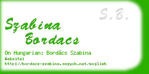 szabina bordacs business card